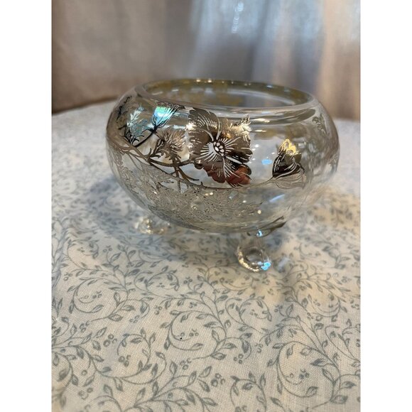 Viking Glass 3 Footed Flowerlite Silver City Poppy Overlay MCM Glass Frog - Picture 11 of 16